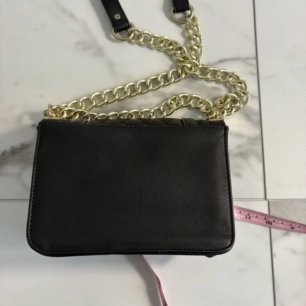 Christian LaCroix Galaxie Quilted Black Crossbody With Gold Toned Strap